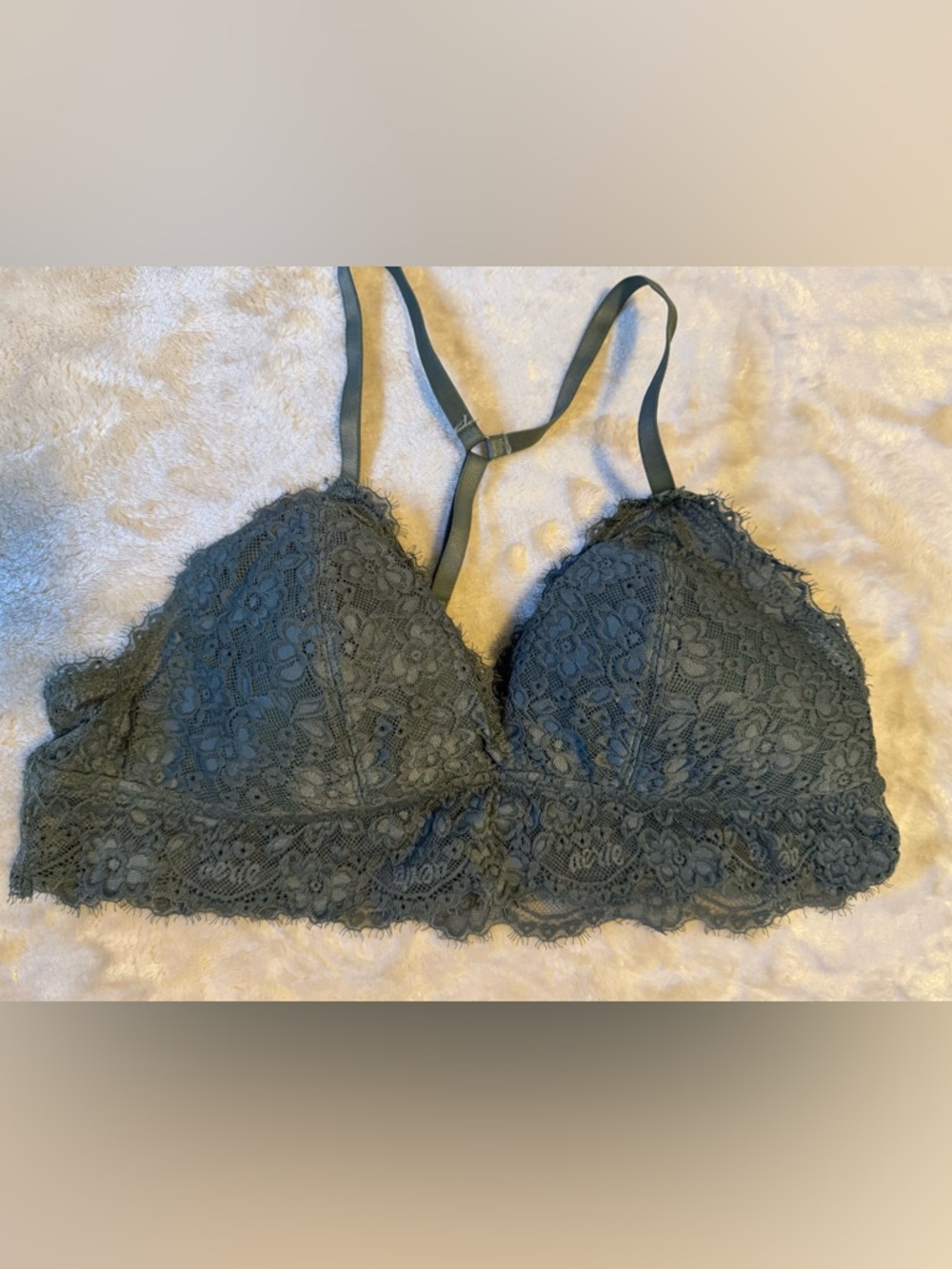 Aerie Lightly Padded Green Bralette in Size Large